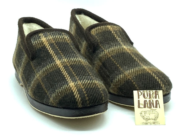 Zapatilla paño lana marrón 39/46 copete pura lana piso flexible