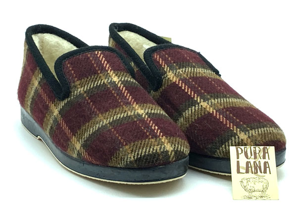 Zapatilla paño lana burdeos 39/46 copete pura lana piso flexible