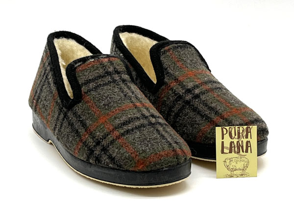 Zapatilla paño lana marrón 39/46 copete pura lana piso flexible