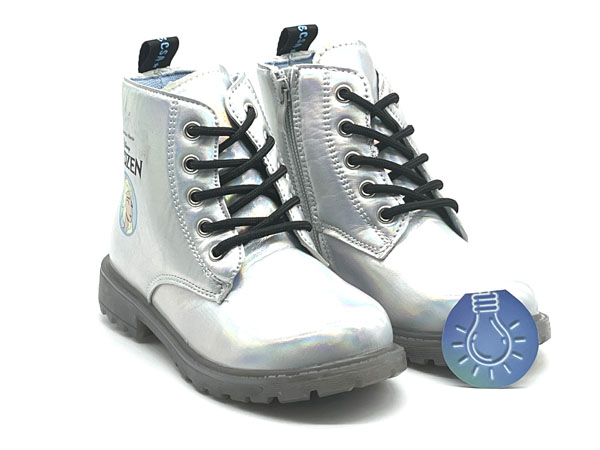 Botas Martin plata azulado brillo Frozen II 27/34 Piso con luces