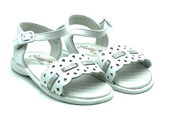Producto Sandalia niña brillos 24/35 blanco plata (piel)