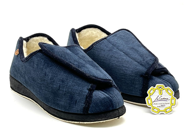 Producto Zapatilla ancho especial suatex azul 36/40 Velcro Forro pura lana
