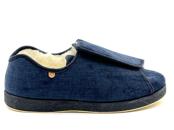 Producto Zapatilla La Cadena ancho especial suatex pura lana azul 41/46 Velcro Piso 2cm aislante