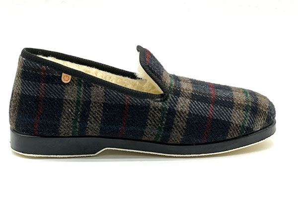 Producto Zapatilla La Cadena pura lana paño cuadros azul 46/49 Especiales confortable piso flex