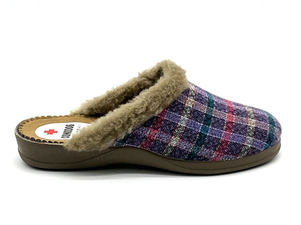 Producto Zapatilla cuadros paño lila 36/41 cuña anatomíca