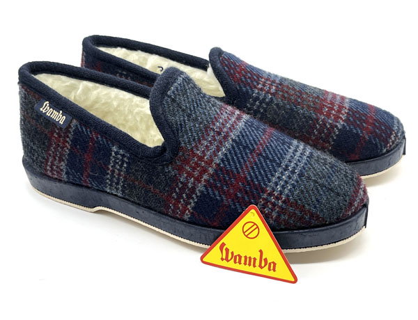 Producto Zapatilla Wamba paño cuadros marino 36/41 forro lana piso flex