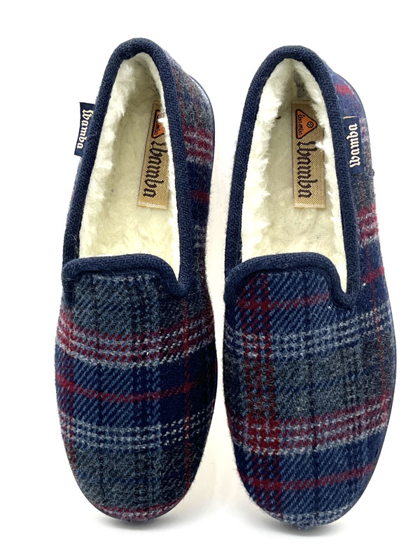 Producto Zapatilla Wamba paño cuadros marino 36/41 forro lana piso flex