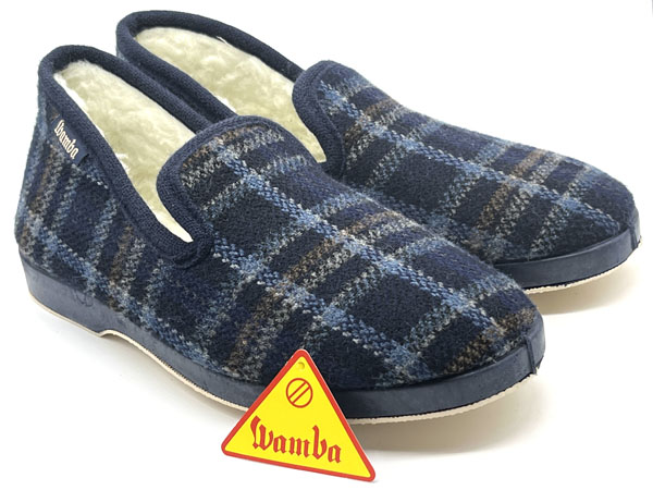 Detalle número 1 del producto Zapatilla Wamba paño cuadros marino 39/46 forro lana piso flex