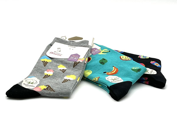 Producto Calcetín medio algodón multicolor 35/40 Estampado Helados 3 pares