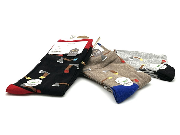 Producto Calcetín medio algodón multicolor 39/42-43/46 Estampado Hachas 3 pares