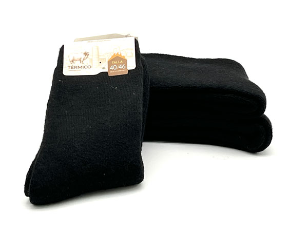 Producto Calcetín medio lana negro 40/46 Liso Termico 3 pares