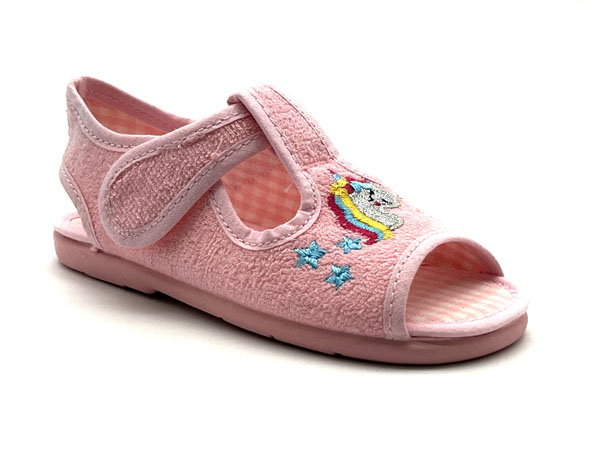 Producto Zapatilla Rizo unicornio abierta velcro rosa 19/26 Piso ultraflex