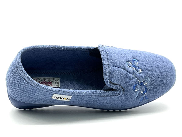 Producto Zapatilla Rizo Bordado elasticos azul indigo 35/41 Piso cuña anatomíca 