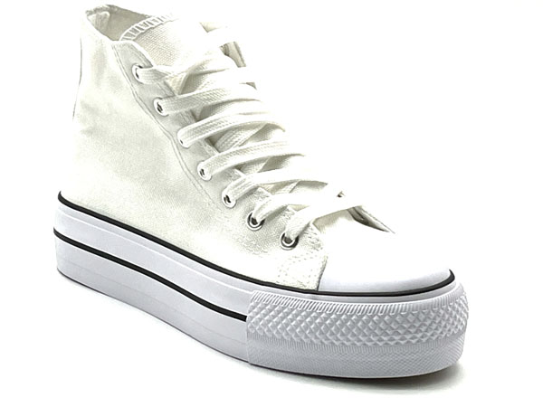 Producto Zapatilla bota loneta puntera unisex blanco piso triple 36/41 Rep basket convers