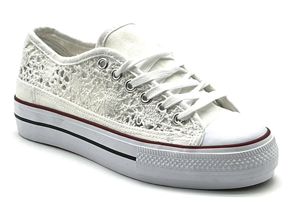 Producto Zapatilla loneta puntilla puntera mujer blanco  36/41 Rep basket convers piso doble